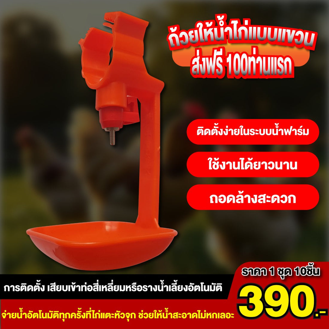 ถ้วยให้น้ำไก่แบบแขวน