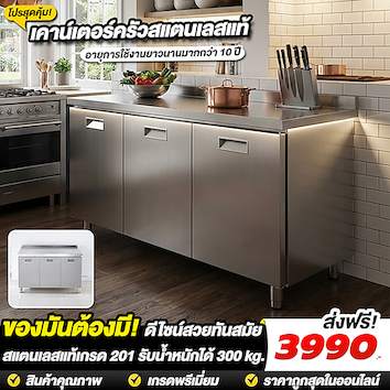 เคาน์เตอร์ครัวสแตนเลสแท้